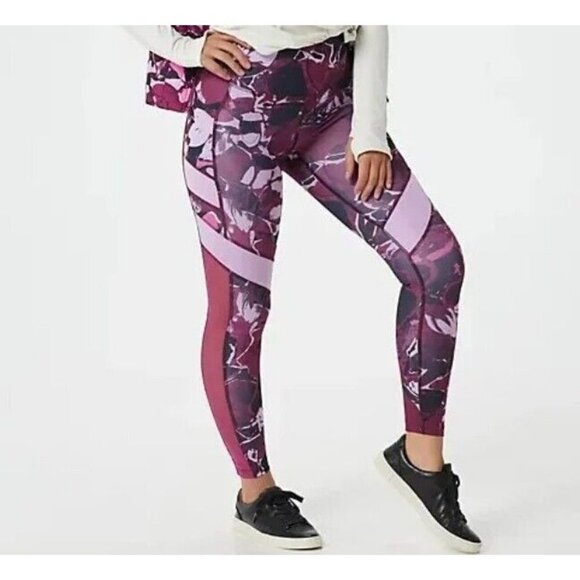 New Balance x Isaac Mizrahi Live! Printed Leggings PINK RUBY Size M - Picture 1 of 1